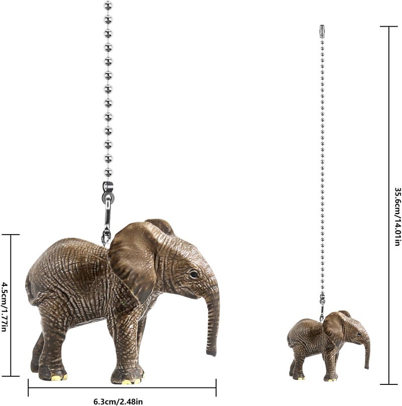 Dotlite Elephants Ceiling Fan Pull Chain,12in Safari Animal Fan String Pulls Charm Extension Decorative,3mm Diameter Beaded Fan Light Pull Chains Extender Ornaments with Connector for Kids Room - Image 2